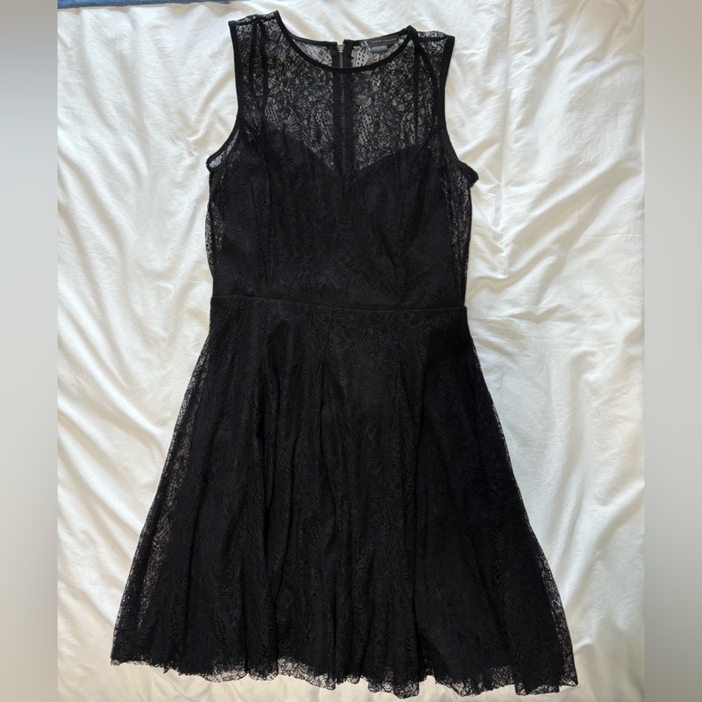 A/X Armani Exchange black cocktail fit and flare dress with lace overlay size 4 - Picture 11 of 13